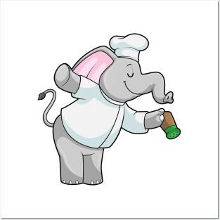 Elephant as Chef with Salt shaker Posters and Art